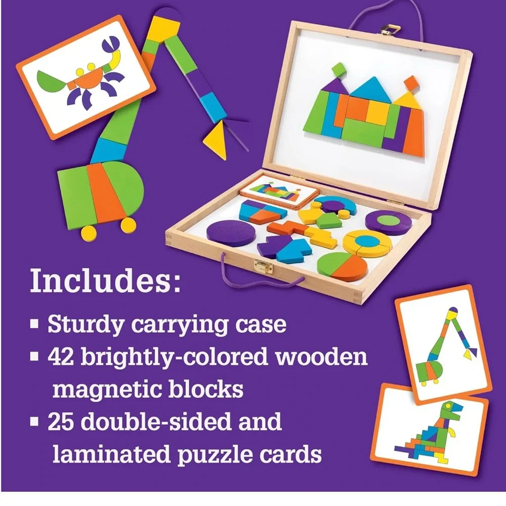 MindWare Imagination Magnets Wooden Pattern Blocks Set Imaginets